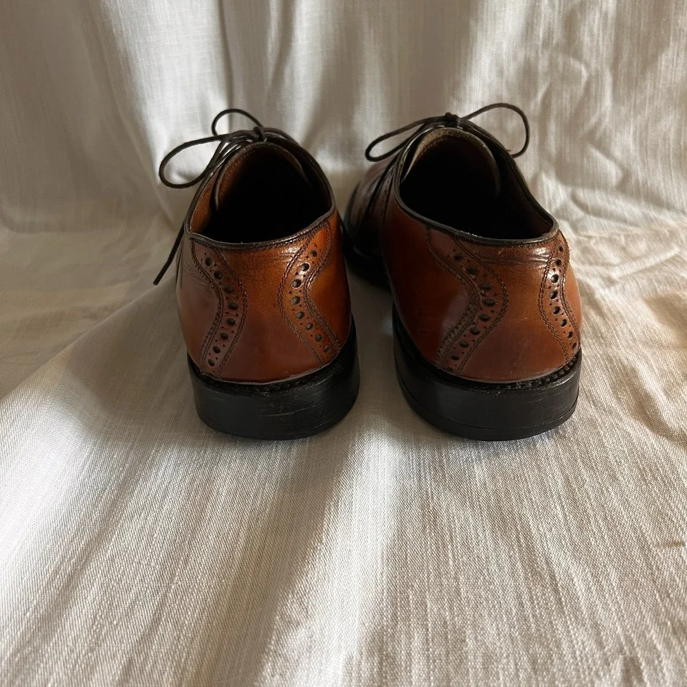 Vtg Allen Edmonds Polo Saddle Oxfords Mens7 Reddish Brown Leather Dress Shoes‎
